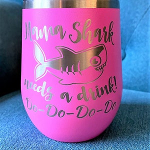 Mama Shark Needs a Drink Do Do Novelty Stemless Wine Glass First Mothers Day Gift from Daughter, Son Funny Sayings for New Mom Wife Birthday image 6