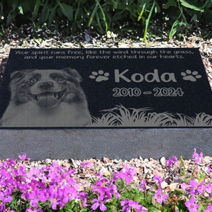 Personalized Pet Memorial Stone w/ Photo & Text Grass | Custom Pet Garden Grave Marker | Dog Cat Headstones | Keepsake | In Memory of Plaque
