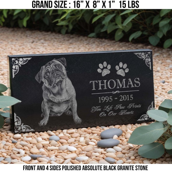 Personalized Dog Memorial  Cat Memorial Granite Stone Pet Grave Marker Engraved In Memory of Headstone Custom Engraved Garden Memorial Stone