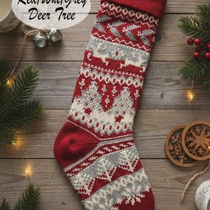 28" Personalized Knit Christmas Stockings | XL Fair Isle Reindeer ...