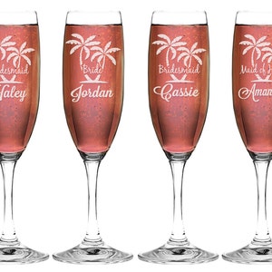 Single Beach Wedding Bridesmaid Bride Maid of Honor Champagne Flutes Nautical Beach Wedding Favor Beach Theme Party Favor Wedding Gifts