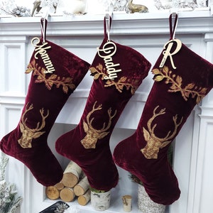 Burgundy velvet christmas stocking Outlet