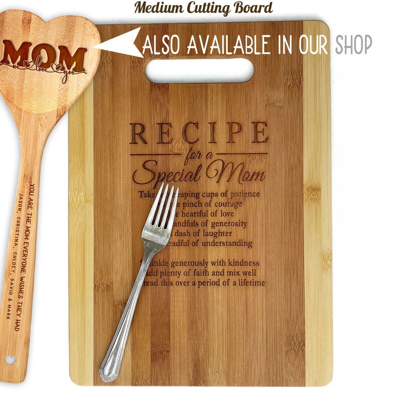 Mothers Gift Personalized Recipe for a Special Mom Custom Cutting Board Gift for Mom Mommy Birthday Mother's Day Christmas Gift from kids image 6