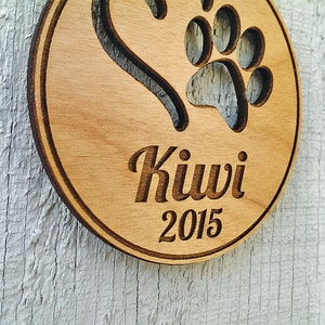 Personalized Pet Ornament Custom Engraved with Heart PawPrint Pets Name and Date Dog Cat Christmas Ornament Gift Holiday Tree Decor Ornament image 5