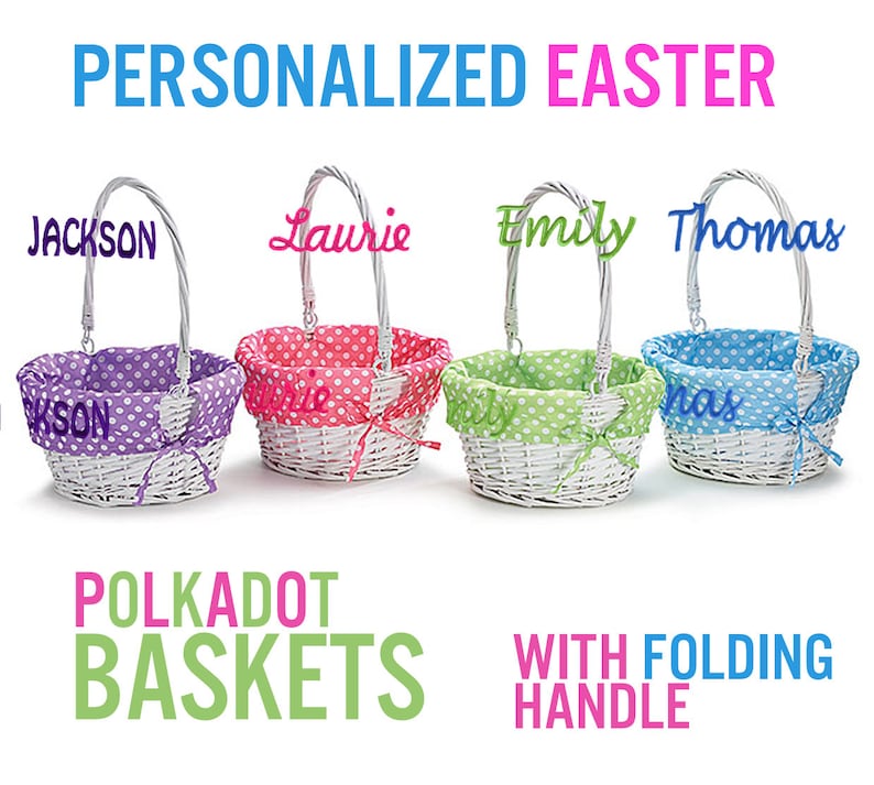 Personalized Easter Basket Easter Baskets Folding Handle Etsy
