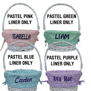 Personalized Easter Basket Easter Baskets Folding Handle Polkadot Easter Basket Liner Blue Green Purple Pink For Boys Girls White Yellow image 10