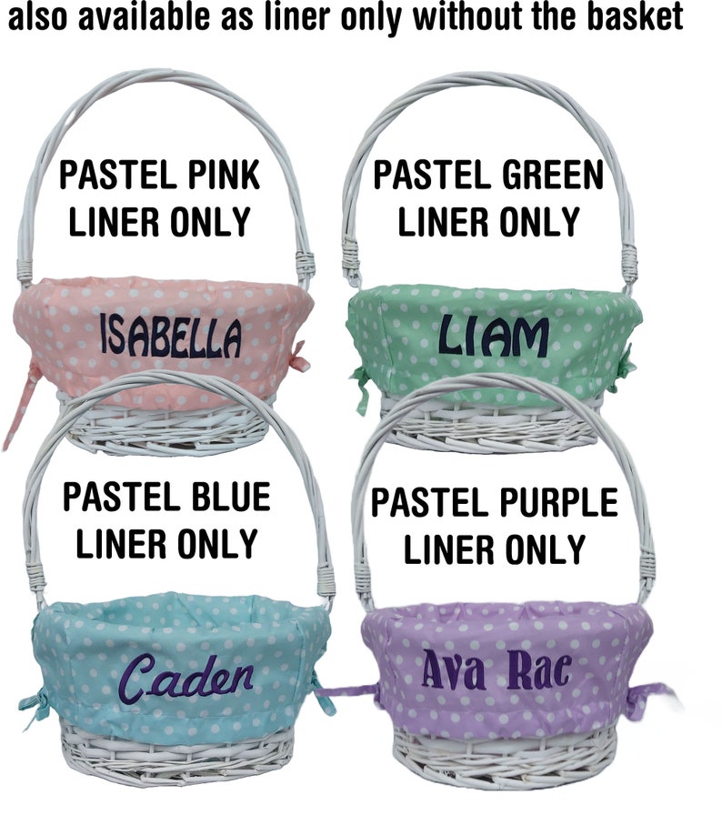 Personalized Easter Basket Easter Baskets Folding Handle Polkadot Easter Basket Liner Blue Green Purple Pink For Boys Girls White Yellow image 10