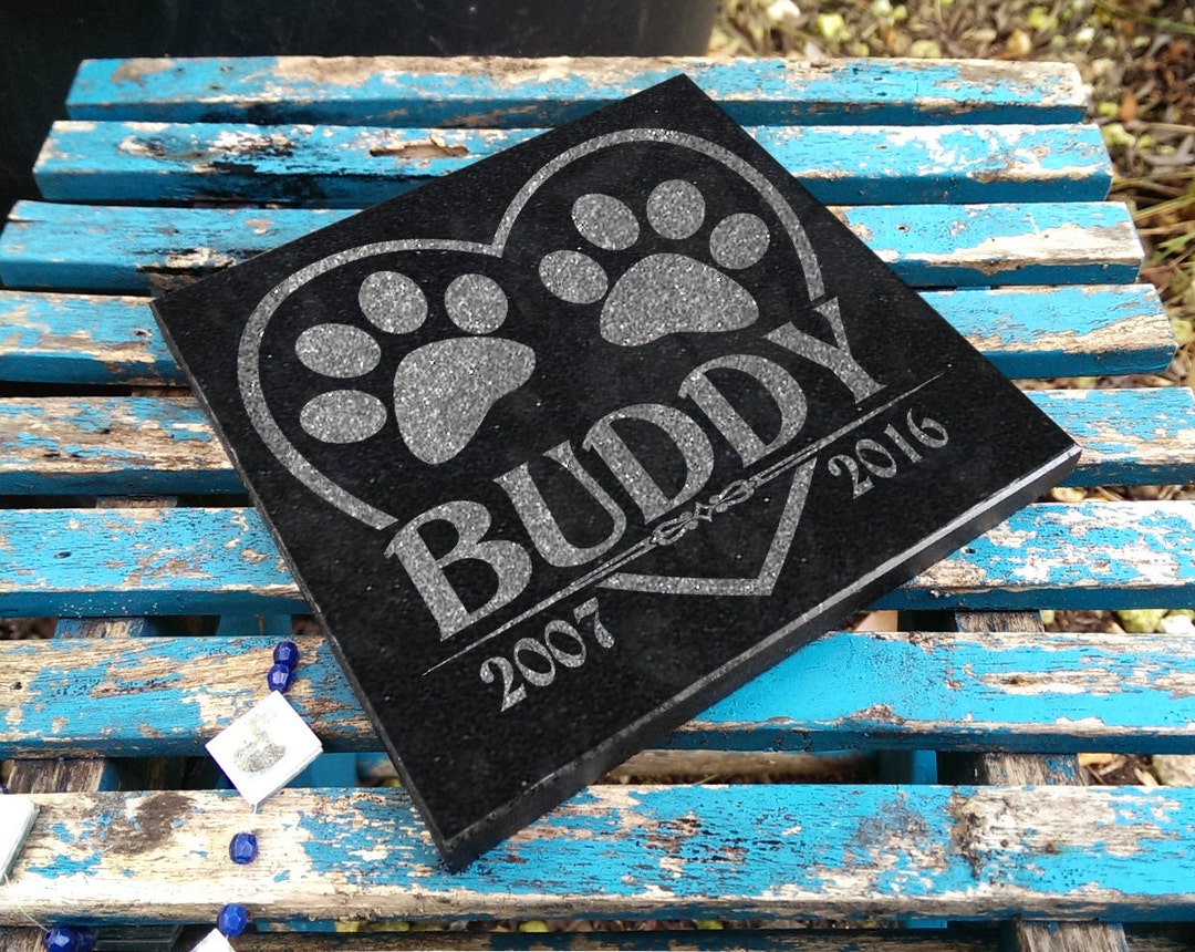 Heart Paw Print Personalized Pet Memorial Garden Stone Dog Cat 6x6 ...