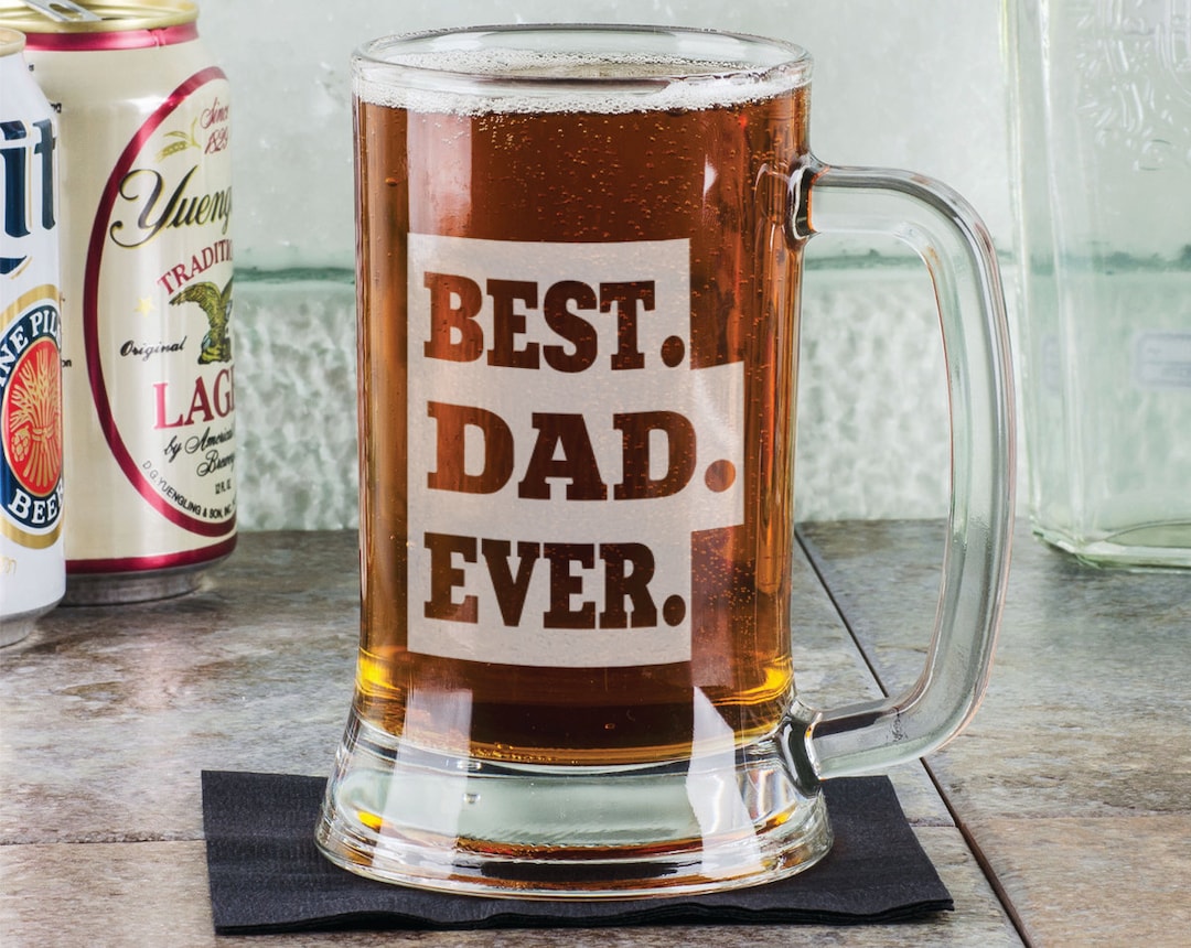 Best DAD Ever Fathers Day 16 Oz Beer Mug Engraved Father's Day Gift
