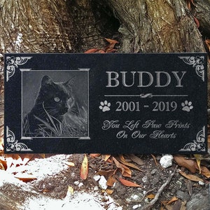 Personalized Custom Granite Dog Cat Memorial Headstone Waterproof Pet Cemetery Marker with Photo Plaque for Outdoor Garden Stepping Stone image 2