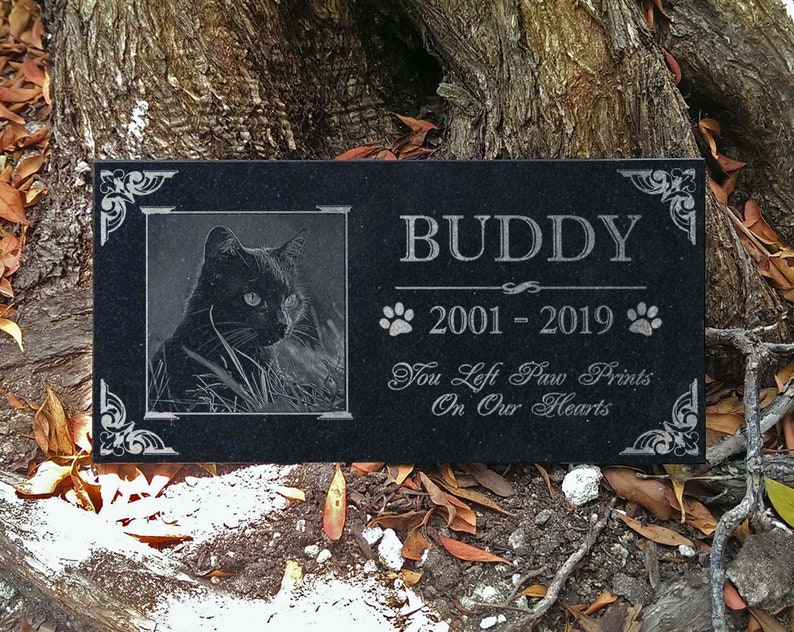 Personalized Custom Granite Dog Cat Memorial Headstone Waterproof Pet Cemetery Marker with Photo Plaque for Outdoor Garden Stepping Stone image 2