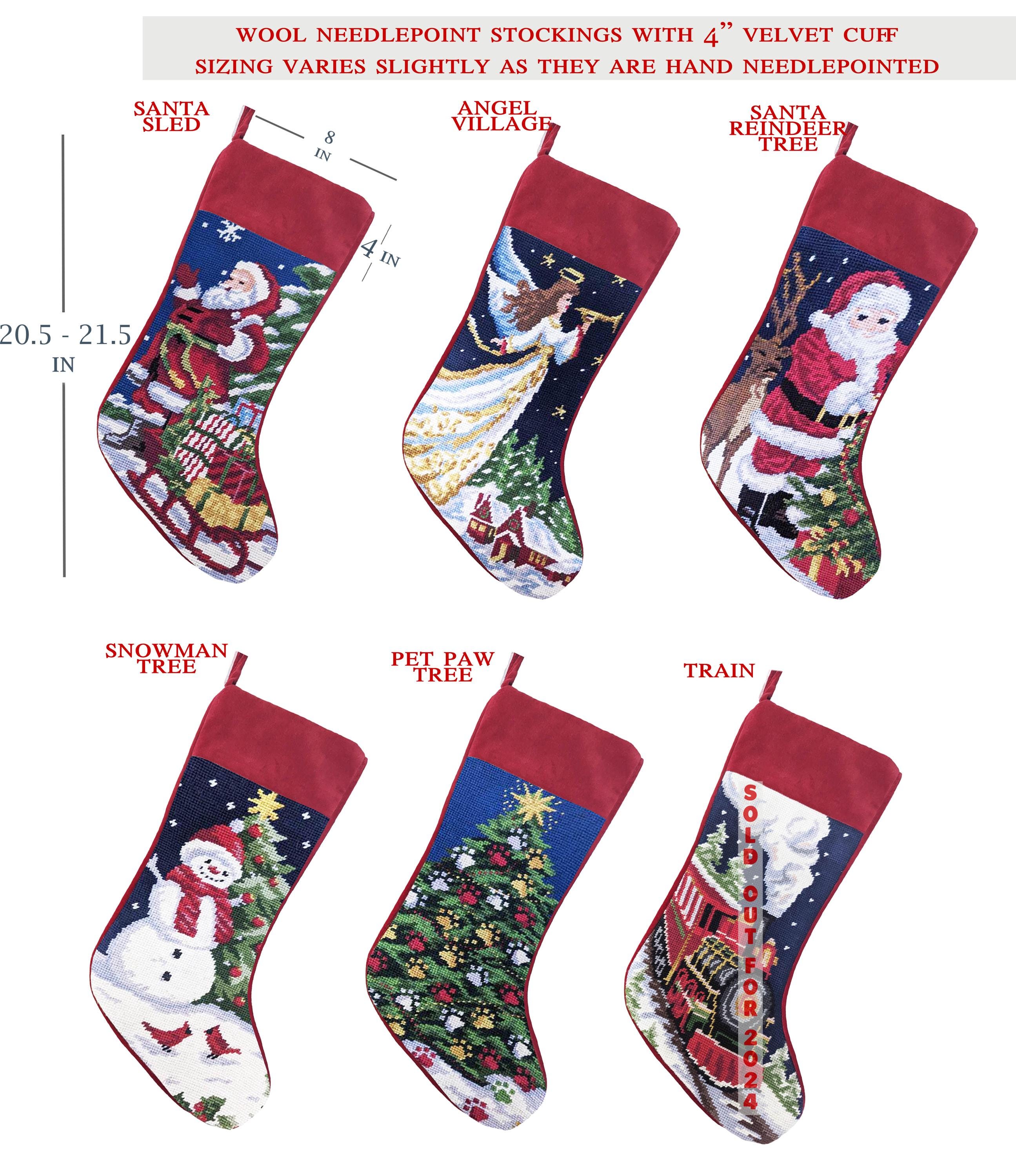 Needlepoint Christmas Stockings Personalized Santa Nutcracker Reindeer Old World Finished Embroidered Stockings with Names