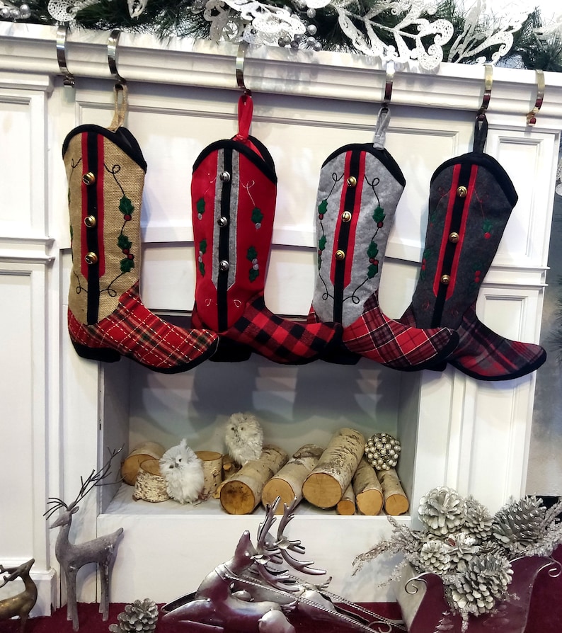 Cowboy Boot Christmas Stockings Country Western Personalized with Embroidered Names or Monogram for Cowboys or Cowgirls image 3