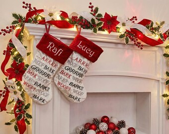 Primitive Dog Velvet Stockings Personalized with Pet's Name
