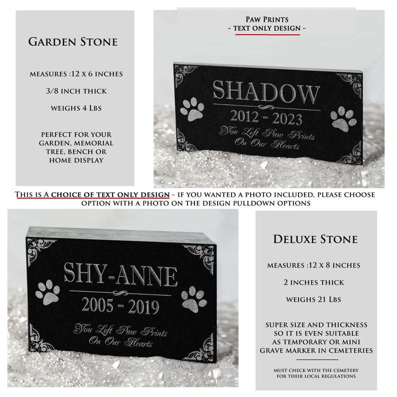 Personalized Dog Memorial Cat Memorial Granite Stone Pet Grave Marker Engraved In Memory of Headstone Custom Engraved Garden Memorial Stone Paws - No Photo