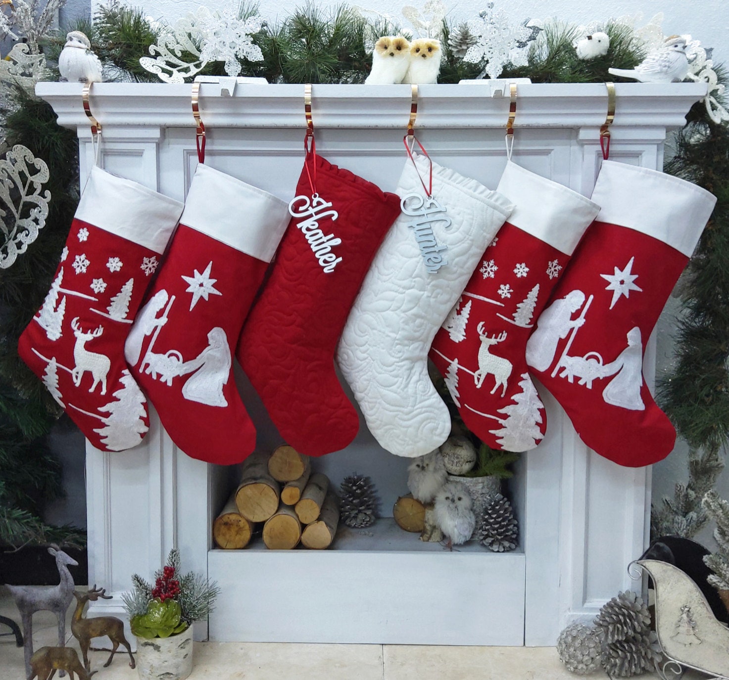Qilmy Weihnachtsstrümpfe Personalisierbar – 45,7 Cm, Batikmuster, Mit Aufhänger