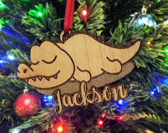 Rock Out with Your Croc Out Crocodile Wood Christmas Tree Ornament 