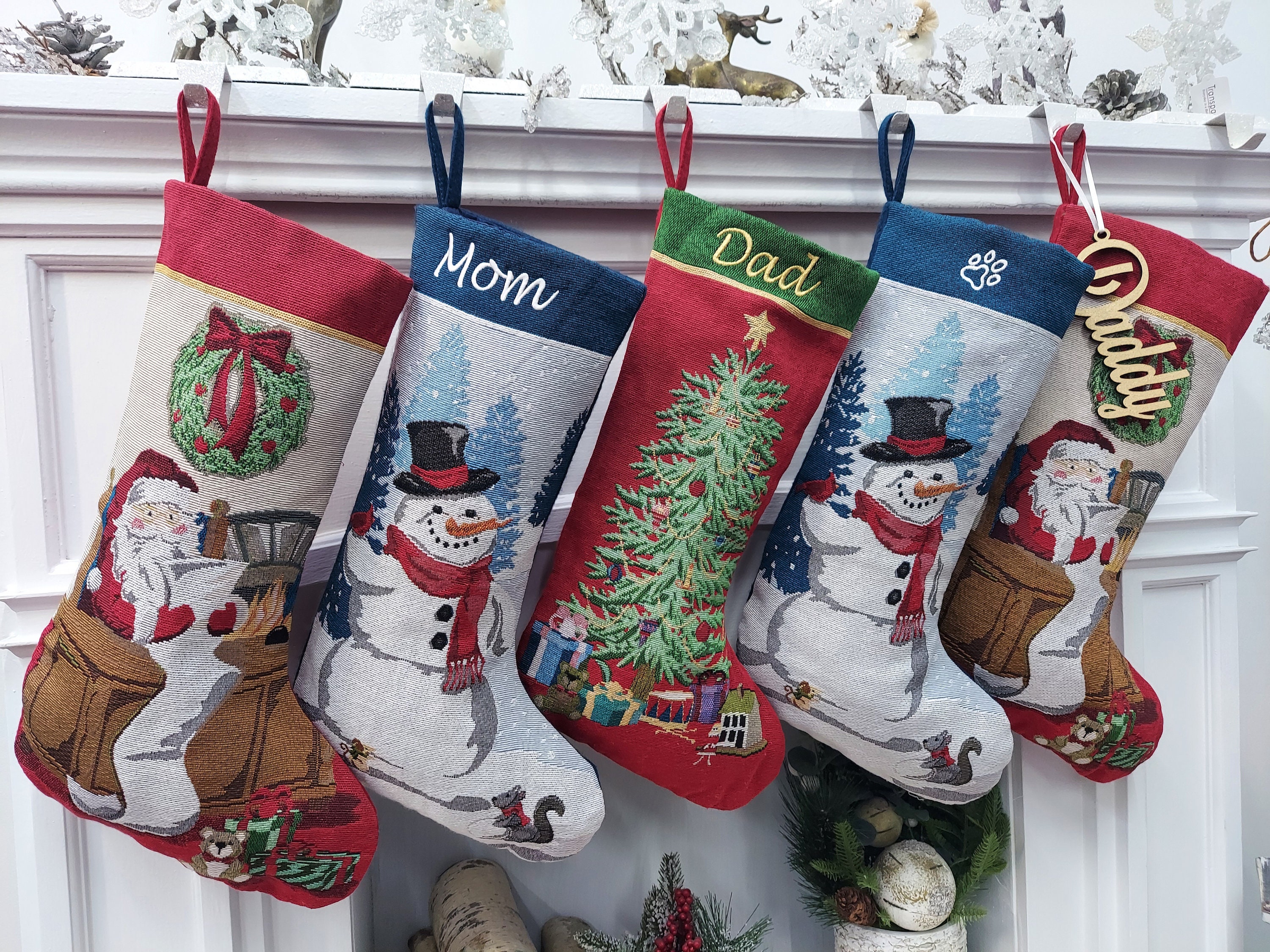 Green Santa Stocking  Needlepoint christmas stockings, Christmas