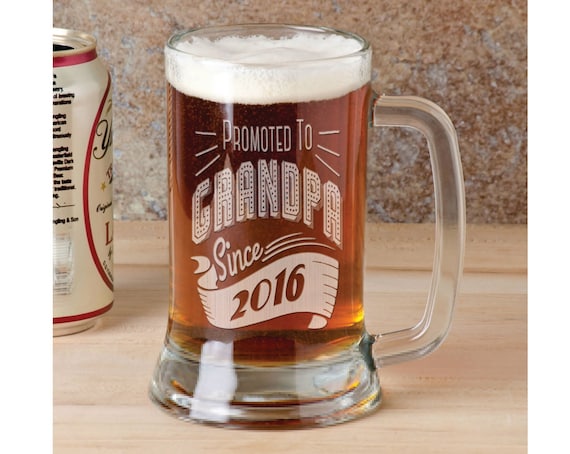 Download Promoted To Grandpa Since 2020 Retro Beer Mug 16 Oz Engraved Etsy