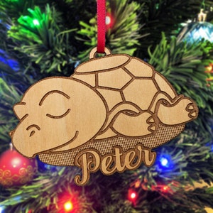 Cute Sleeping Sea Turtle Custom Ocean Sealife Ornament Beach Christmas Decor Kids Birthday Turtle Theme Decoration for Her Him Mom Dad Gift