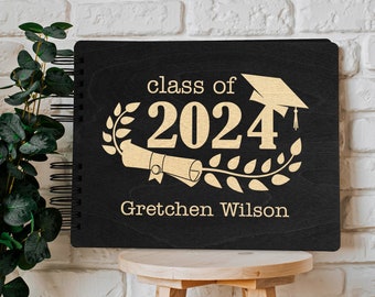 2024 Graduation Party Guest Book Personalized Photo Album Scrapbook with Laser Engraving. Party Decor High School College Grad Gift