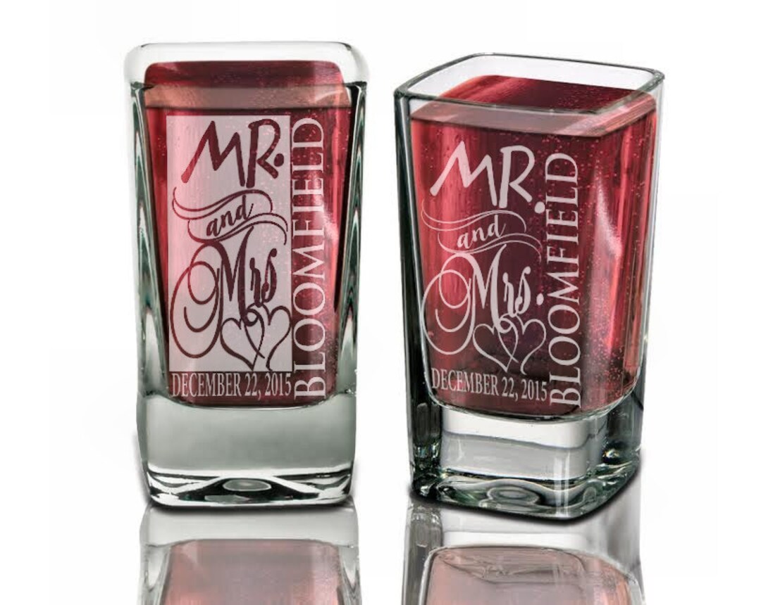 Wedding Shot Glasses Personalized Mr Mrs Shot Glass Custom Engraved