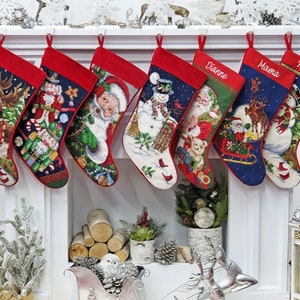 Needlepoint Christmas Stockings Personalized Santa Nutcracker Reindeer Old World Finished Embroidered Stockings with Names image 6