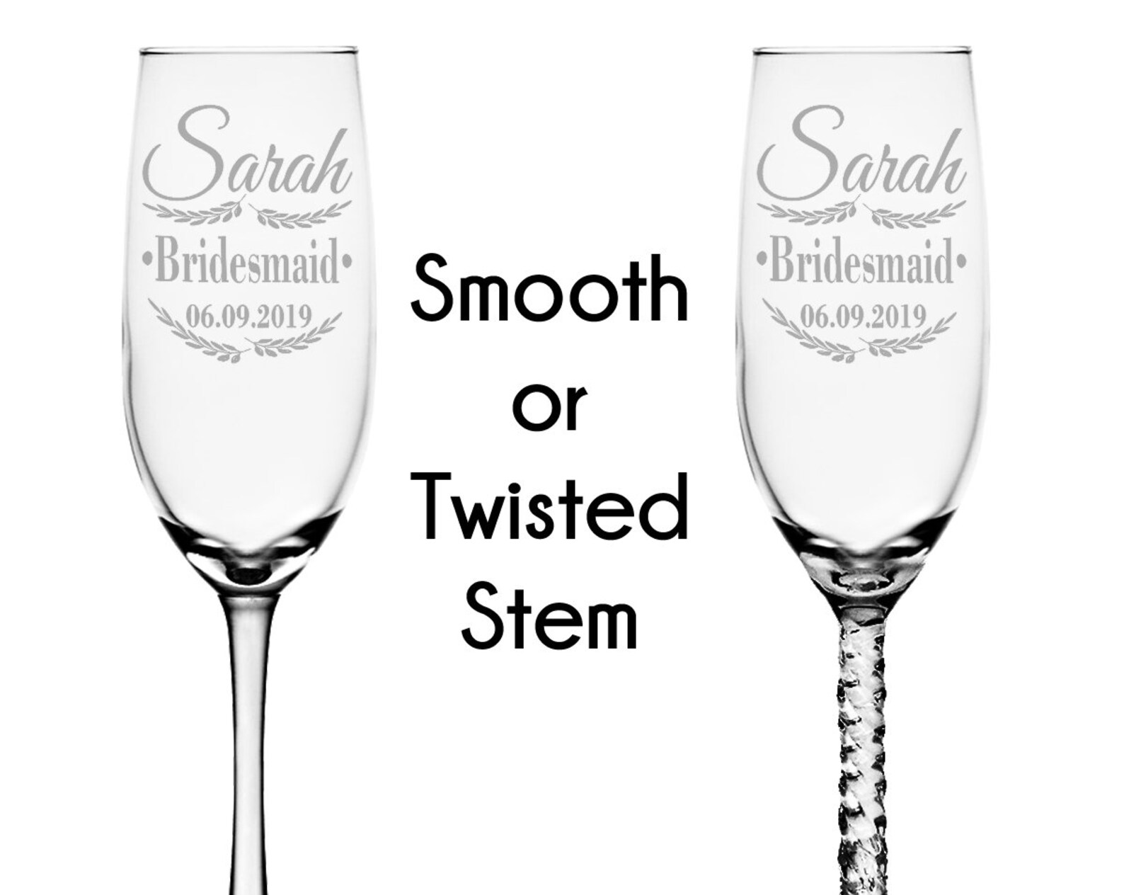 Champagne Glasses Wedding Day Bridesmaid Thank You From Bride Etsy
