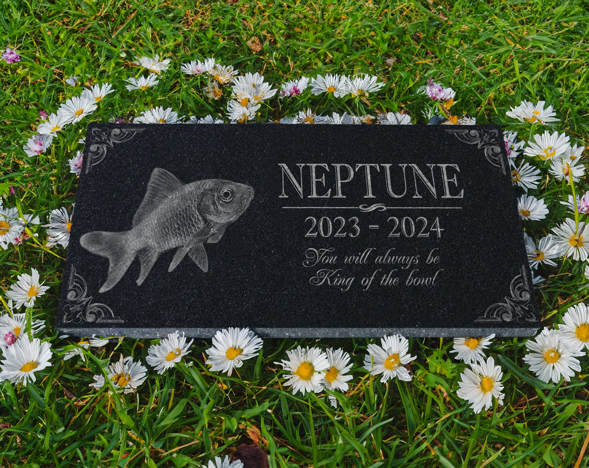 Custom Fish Memorial Stone: Goldfish Betta Koi Guppy | Loss of Pet Fish ...