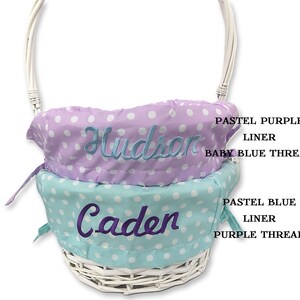 Personalized Easter Basket Easter Baskets Folding Handle Polkadot Easter Basket Liner Blue Green Purple Pink For Boys Girls White Yellow image 4