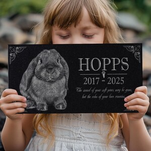 Rabbit Burial Stone | Pet Headstone Photo | Engraved Granite Outdoor ...