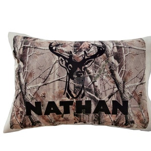 Personalized Camo Boys Pillowcase Birthday or Christmas gift idea for boys kids room decor for hunters camouflage decor bedroom deer buck