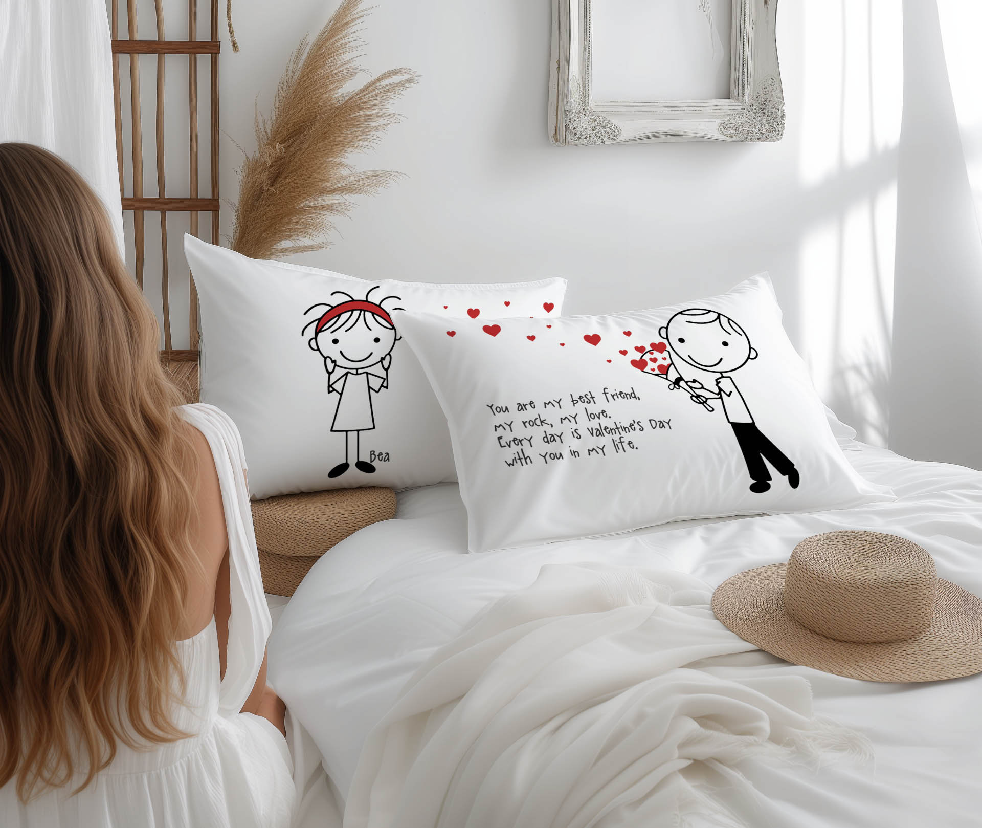 King And Queen Couple Pillowcase Set | 2 Pack White | 19x29 Inches | Romantic Gift For Wedding, Valentine's