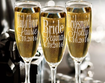 Personalized Wedding Party Champagne Flute Mother of Bride Bridesmaid Maid of Honor Wedding Gifts for Bachelorette Bridal Party Guests Groom