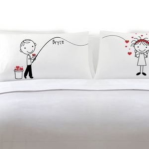 Cute Fishing for Love Boyfriend Girlfriend Valentines Day Gift Personalized Pillow Cover Couples Anniversary Stick People Bf Gf image 10