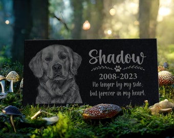 Piedra conmemorativa personalizada para mascotas con corona: regalos de simpatía para perros y gatos de granito grabados a medida, cara de mascota, placa de retrato para tumba, recuerdo