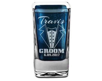 Tuxedo Groom Wedding Party Personalized Shot Glass Tux Bachelor Engraved Guest Favors Custom Shot Glasses Gift Bulk Personalized Discount