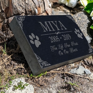 Personalized Dog Memorial Cat Memorial Granite Stone Pet Grave Marker Engraved In Memory of Headstone Custom Engraved Garden Memorial Stone image 4