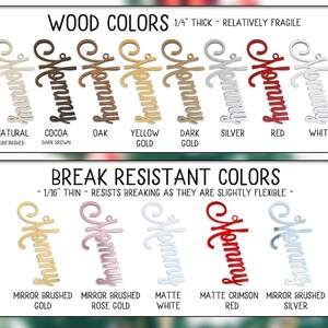 Puede incluir: Exhibici&oacute;n de recortes de palabras "Mam&aacute;" en madera y materiales resistentes a la rotura en varios colores. Los colores de madera incluyen natural, cacao, roble, oro amarillo, oro oscuro, plata, rojo y blanco. Los colores resistentes a la rotura son oro cepillado espejo, oro rosa cepillado, blanco mate, rojo carmes&iacute; mate y plata cepillada espejo.