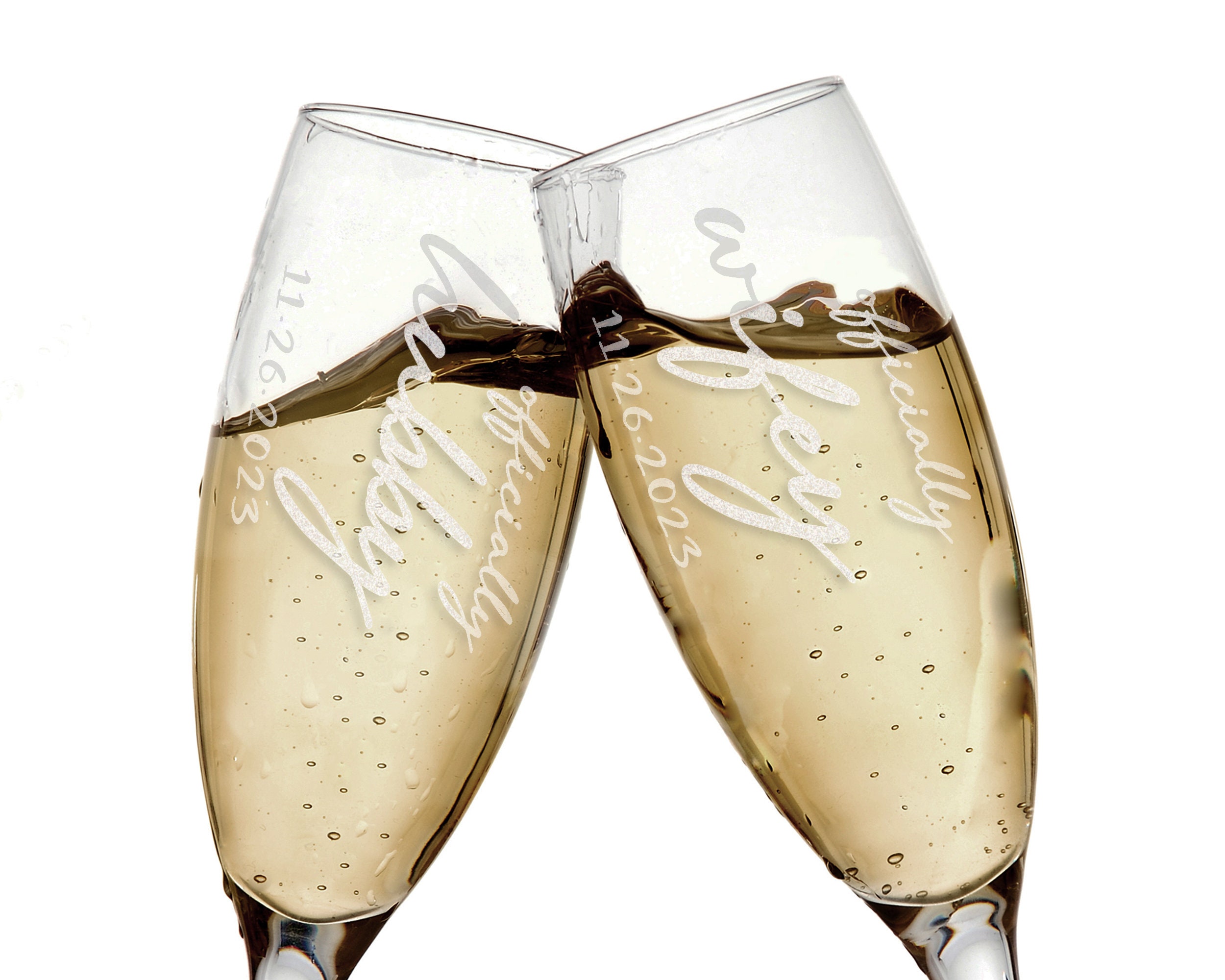 HubbyWifeyGifts Mr And Mrs Champagnerflöten – 2 Stück, Ohne Stiel, Mit Goldbeschriftung
