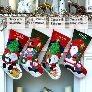 Applique Santa and Friends Christmas Stockings Embroidered with Names or Personalized Monogram for Kids and Adults image 2