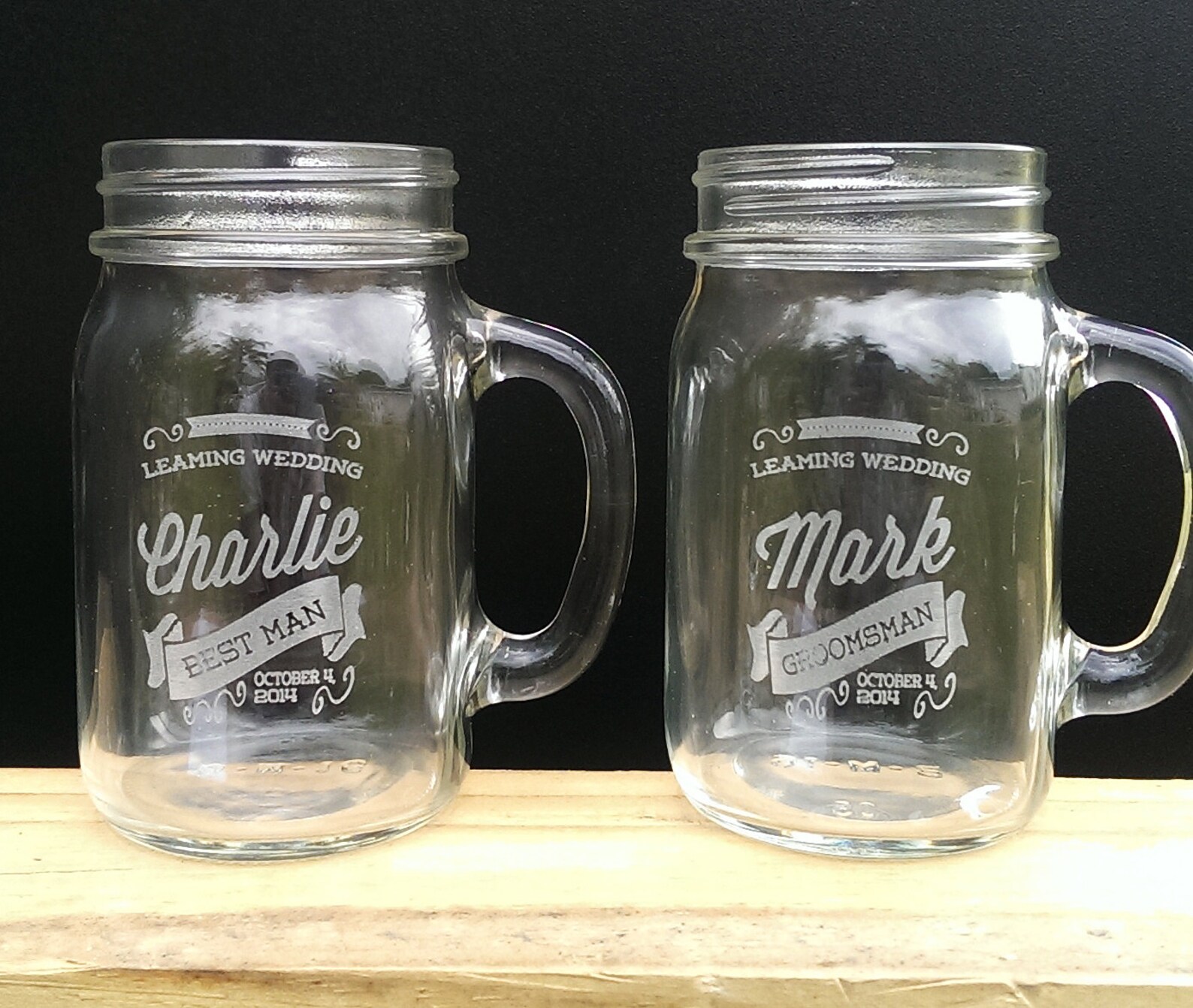 Personalized Mason Retro Groomsmen Gift Jar Glass Handle Etsy