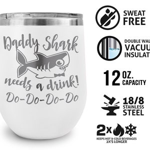 Mama Shark Needs a Drink Do Do Novelty Stemless Wine Glass First Mothers Day Gift from Daughter, Son Funny Sayings for New Mom Wife Birthday image 8