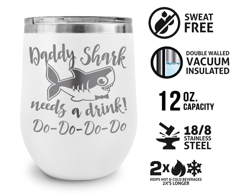 Mama Shark Needs a Drink Do Do Novelty Stemless Wine Glass First Mothers Day Gift from Daughter, Son Funny Sayings for New Mom Wife Birthday image 8