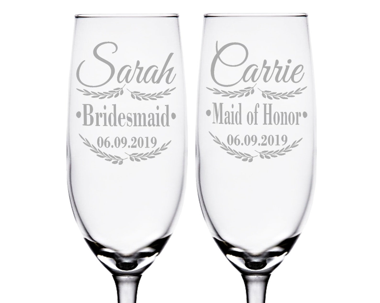 Champagne Glasses Wedding Day Bridesmaid Thank You From Bride Etsy