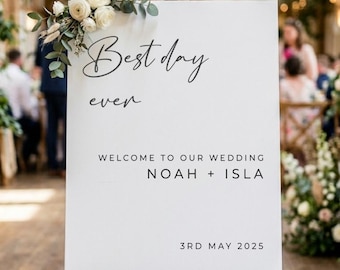 Best Day Ever Wedding Welcome Sign Vinyl Decal Only | Custom Personalised Sticker, Acrylic, Mirror & Wooden Boards | Vinyl Letter Decoration