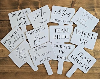 Photo Booth Props | For Weddings, Parties, Hen Dos & Birthdays | 12-Pack, 6 Pack or Individual | Funny, Glam, Stylish and Classy Signs