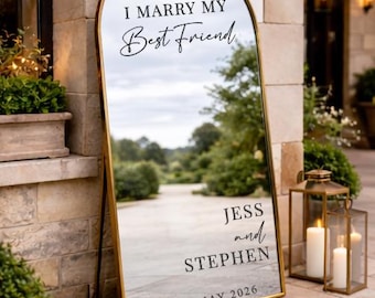 Wedding Welcome Sign Mirror Vinyl Decal | Personalised Wedding Sign Sticker | Today I Marry My Best Friend | Custom Acrylic, Mirror or Board