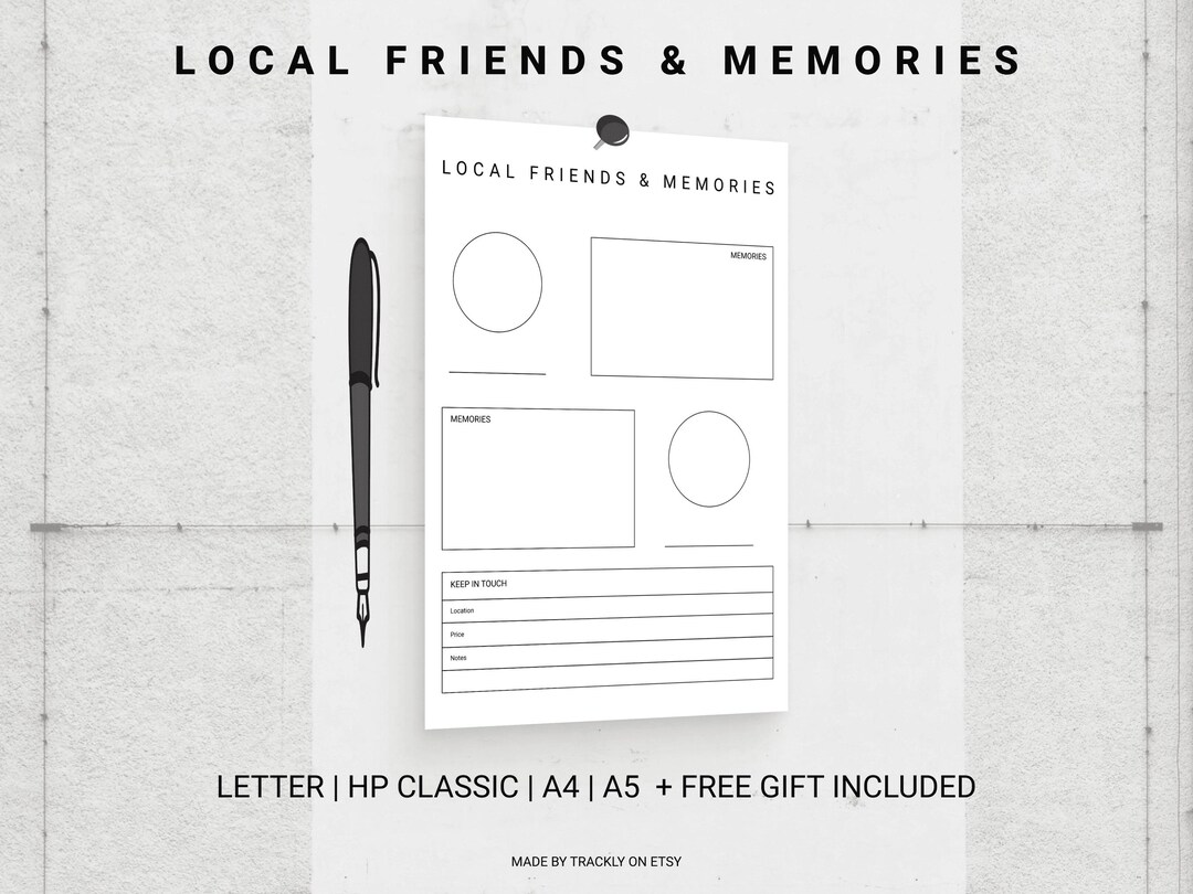Local Friends & Memories | Printable Friendship Tracker | Digital ...