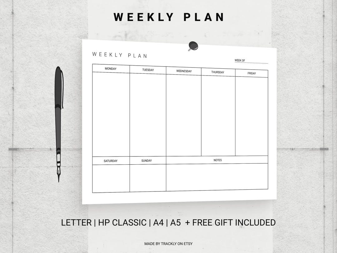 Weekly Planner Template | Printable Minimalist Design | Digital ...